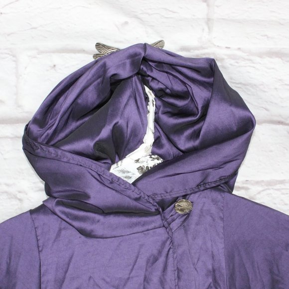 Maralyce Ferree Purple Nylon Hooded Full Length Long Raincoat Jacket Size M - Picture 3 of 8